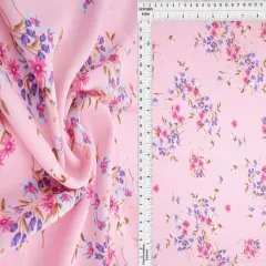 1 Yard CEY Floral Print Woven Fabric Lightweight Soft Drape 58/59" Wide PINK