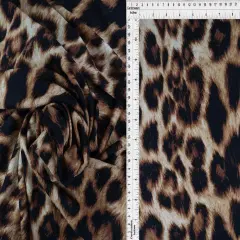 1 Yard French Terry Animal Print Knit Fabric, 58/60&Prime; Wide Poly Rayon Blend BROWN