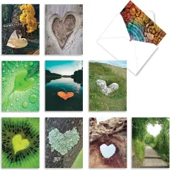 10 Blank Heart Note Cards Boxed (4 x 5.12 Inch)