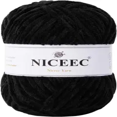 Chenille Yarn for Crochet (Black)