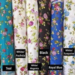 1 Yard Roses Polycotton Fabric Floral Print Medium Weight 59/60 Inch Wide for Sewing and Crafts Teal