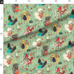 Various Fabrics by the Yard or Fat Quarter Chicken Flowers Apples Animals Tulips Eggs Chicken Custom Printed Fabric by Spoonflower
