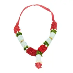 4 Inches Mini Idol Mala, Makhamali Bhagwan Haar, Artificial Indian ,pooja Garland, Diwali Puja Items, Krishna Decor, Red Flower Garlands, Photo Frame