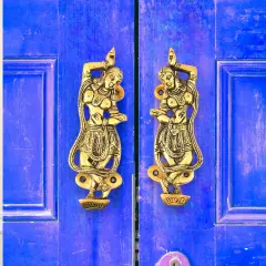 Decorative Antique Dancing Lady Door Pull Handles 6.8 Inches Pair of 2 Unique Brass Fitting Knobs for Drawer, Shelf, Wardrobe, Almirah Housewarming Gift