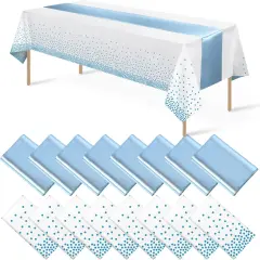 Dusty Blue Baby Shower Decorations Tablecloth