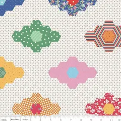 Simple Pleasures Diamond Ivory Cotton Wideback Fabric per yard