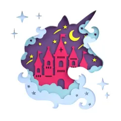 Rosa Talent Unicorn - 3D Painting Set. Primed Fiberboard. 5 Layers. 11.81*11.81 inches.