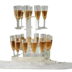 21" Clear 3-Tier Round Acrylic Champagne Glass Flute Holder DISPLAY STAND Party