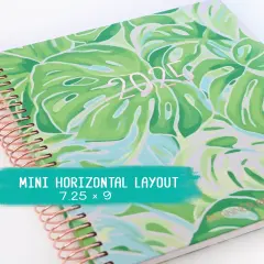2025 Planner - Mini Horizontal Layout, Spiral Bound - "Tropical Greens" (#411)
