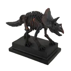 Antique Bronze Finish Mounted Triceratops Skeleton Statue