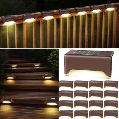 Solar Deck Lights, LED 16 Pack to Fence Post, Deck Lights, Waterproof, Powered Deck Decorations Outdoor, Solar Fence Lights,Patio, Garden, Step, Yard, and Pathway(Warm White)