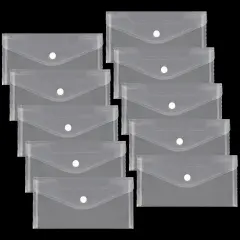 Plastic Envelopes 10 Pack Clear Document Folders，Plastic Envelopes with Snap Closure, Poly Folder File Folder for School Home Work Office Organization (4.13x7.87inch)