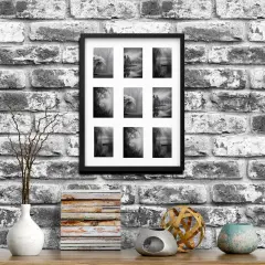 18x24" Black Frame for 9 Pictures &ndash; Horizontal/Vertical, No-Nail Hanging, Depth Display