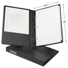 Avery Legal-Size Durable 3 Ring Binder, 1" Round Rings, Holds 8.5" x 14" Paper, Label Holder, 1 Black Binder (06400)