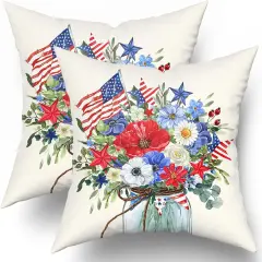 July 4th Throw Pillow Cover 18x18inch Set of 2