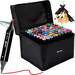 80 Colors Alcohol Markers Set, Dual Tips Blender Art Markers for Drawing Sketching Coloring Artist Pens and Underlining, Professional Permanent Sketch for Kids Adult Coloring