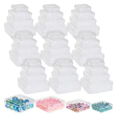 40 Piece Empty Square Mini Storage Containers with Lids for Crafts, Jewelry, Board Game Storage (4 Sizes) Clear