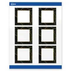 Avery Printable Square Labels with Sure Feed Technology, Pre-Printed Black Border with Gold Pattern, Glossy White, 3" x 3", Laser & Inkjet Compatible, 60 Total