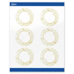 Avery Printable Round Labels with Sure Feed Technology, Pre-Printed Gold Florals, Glossy White, 3" Diameter, Laser & Inkjet Compatible, 60 Total, Great for Branding, Marketing, and Events