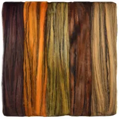 5oz Merino Tencel, Hand Dyed: Soft Lustrous Wool Combed Top Roving for Spinning, Felting, Weaving, and Textiles. Harvest