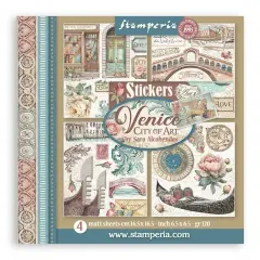 Stamperia Stickers 6.49"x6.49" 4 sheets-Venice City of Art