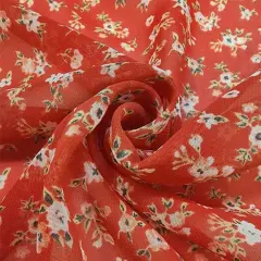1 Yard Red Hi Multi Chiffon Sheer Lightweight Polyester Apparel Fabric, 58/60" Wide
