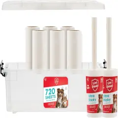 IRIS USA Extra Sticky Lint Roller, Standard Pack Comes with Storage Box and Refills, 90 Sheets/Roll, 720 Sheets Total