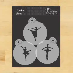 Ballerina Cookie Stencil Set | C889 by Designer Stencils | Cookie Decorating Tools | Baking Stencils for Royal Icing, Airbrush, Dusting Powder | Reusable Plastic Food Grade Stencil for Cookies | Easy to Use & Clean Cookie Stencil