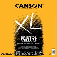 Canson XL Bristol Vellum Pad 11"X14"-Fold Over, 25 Sheets