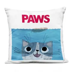 Stupell Industries Paws Cat Movie Parody Outdoor Pillow, 18 x 7 x 18