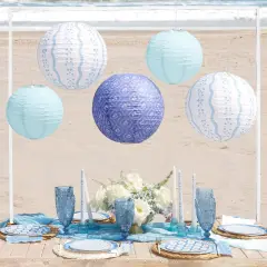 Blue Coastal Paper Lanterns - 6 pcs.