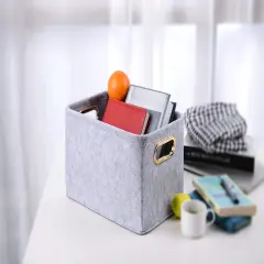 Storage Bins Foldable Felt Fabric Storage Basket Organizer Boxes Containers with Handles Metal Handles for Nursery Toys,Kids Room,Clothes,Towels,Magazine