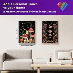 12"x16" 2 Pcs Diamond Painting Kits for Adults and Kids，5D DIY Full Drill Round Art Gems Mushroom Forest Diamond Art Perfect for Home Wall Deco Diamond Dotz