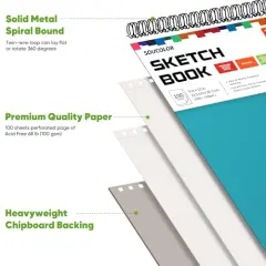 100 Sheets,9" x 12"Drawing Paper, Spiral Bound Art Sketchbook, Acid Free (68lb/100gsm) Artist Drawing Book Paper Painting Sketching Pad, Christmas Gifts Art Supplies, Aqua Sky