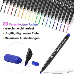 20 Colors Fabric Markers Permanent for Clothes Sneaker Shoes T Shirt Baby Onesies Bibs Bodysuit Pillow Canvas Tote Bags Graffiti Kids Adults Fabric Decorating, Fine Point Pen Fabric Paint Pens Set