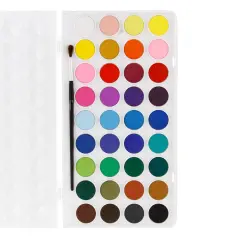 36 Color Watercolor Artist Paint Set with Plastic Palette Lid Case and Paintbrush - Watersoluable Cakes