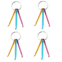 4 Sets Mini Keychain Aluminum Crochet Hooks Knitting Needles 3 Sizes/Set (3mm,4mm,5mm)