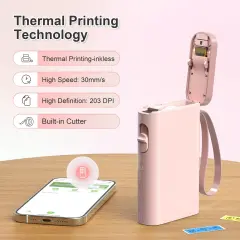 Label Maker Machine with Tape, P21 Portable Bluetooth Label Printer, Wireless Built-in Cutter Sticker Maker Mini Label Makers with Multiple Templates for Organizing Storage Office Home, Pink