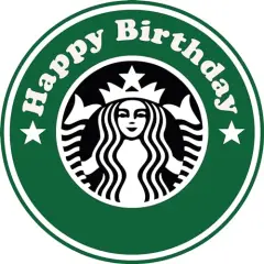 Customizable Happy Birthday Coffee Logo Edible Cake Topper- 1/4 Sheet