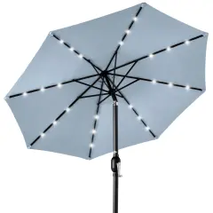 Best Choice Products 10ft Solar LED Lighted Patio Umbrella w/ Tilt Adjustment, UV-Resistant Fabric Breeze Blue