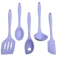 Chef Craft 5 Piece Premium Silicone Kitchen Tool and Utensil Set Pastel Blue