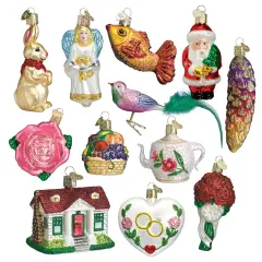 Bride's Collection Glass Ornament Set