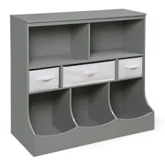 Badger Basket Combo Bin Storage Unit with Three Baskets Gray/White