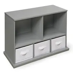 Badger Basket Stackable Shelf Storage Cubby with Three Baskets Gray
