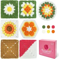 Granny Squares Beginners Starter Crochet Kit for Women Knitting Kits Learn to Crochet Set