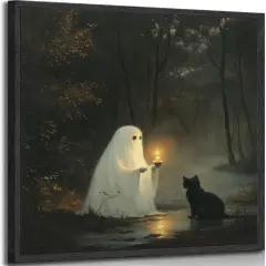Halloween Vintage Cute Ghost Wall Art Poster - 8x10 Inches