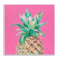 Stupell Industries Pineapple on Pink Wall Plaque Art Design by Patricia Pinto