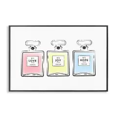 Stupell Industries Love Hope Joy Perfumes Framed Giclee Wall Art Design by Martina Pavlova