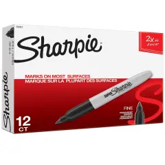 Super Sharpie&reg; Permanent Markers, Fine Point, Black, Box of 12