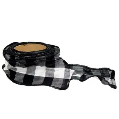 Synthetic Wired Buffalo Check Ribbon Black